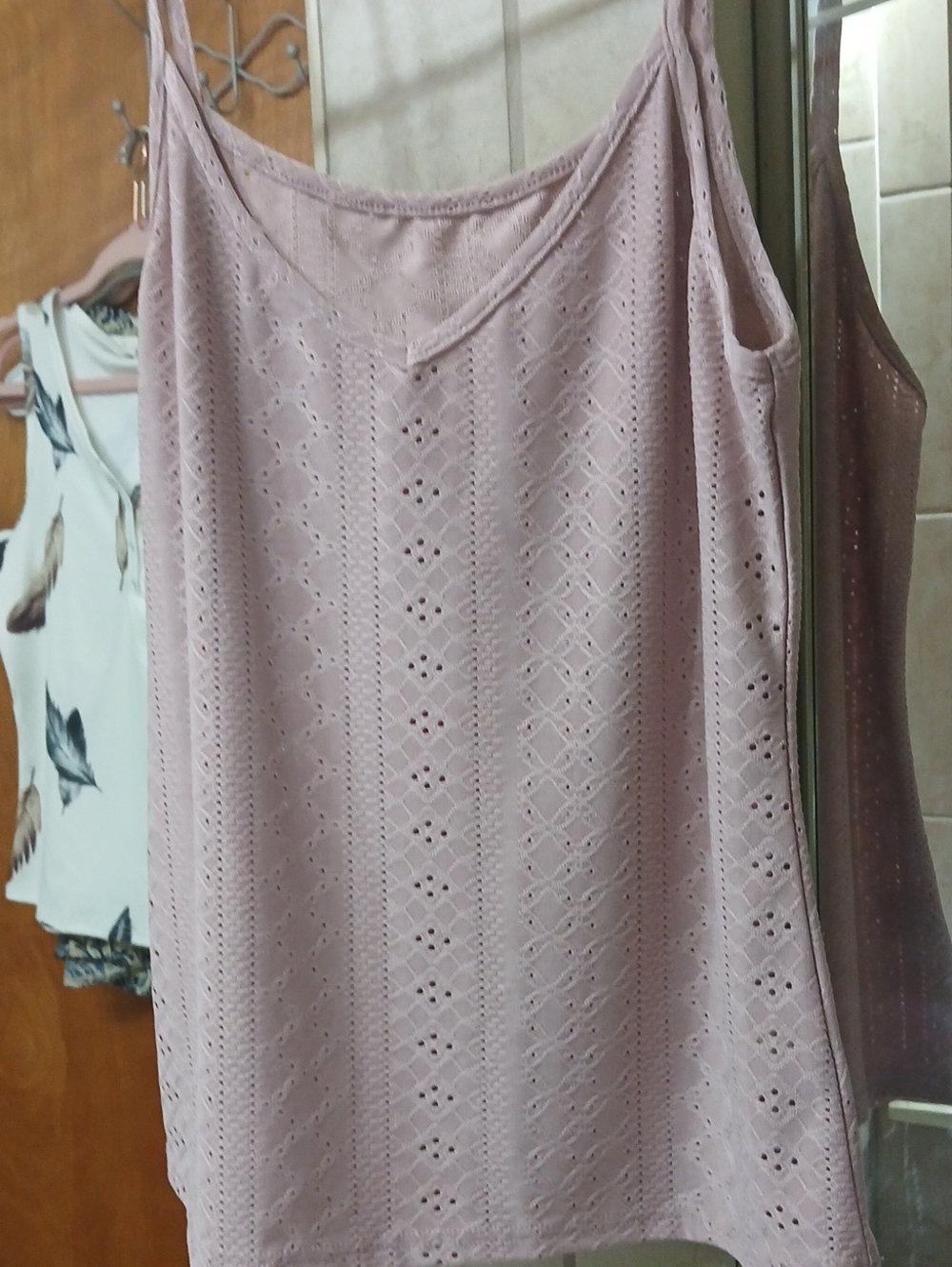 Light Mauve Eyelet Tank Top